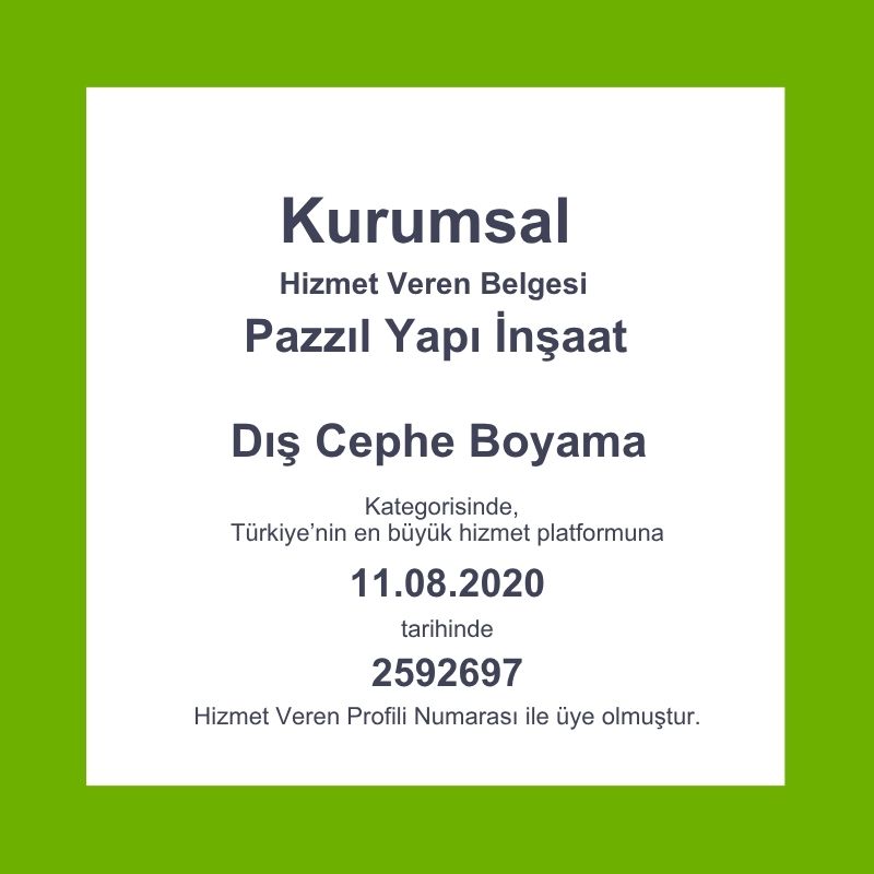 Pazzıl Teknik Yapı Hizmet Veren Belgesi
